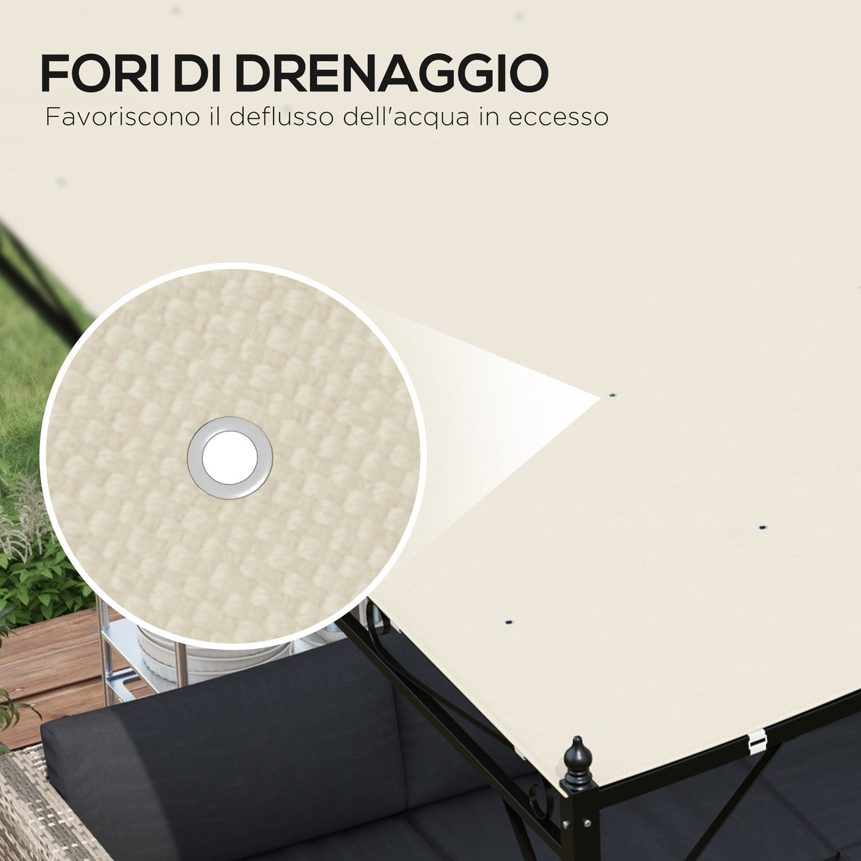 easycomfort easycomfort telo copertura per gazebo pergola 3x3 m in poliestere con 16 fori di drenaggio 297x297 cm beige