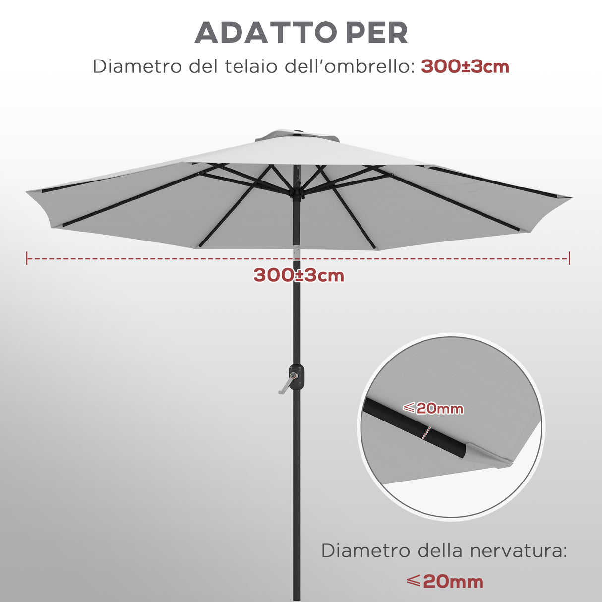 easycomfort easycomfort telo per ombrellone da 295 cm in poliestere bianco resistente allacqua con presa daria superiore