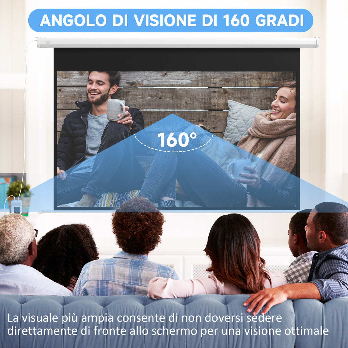 easycomfort easycomfort telo per proiettore 84 169 motorizzato con telecomando 215x8x140cm bianco