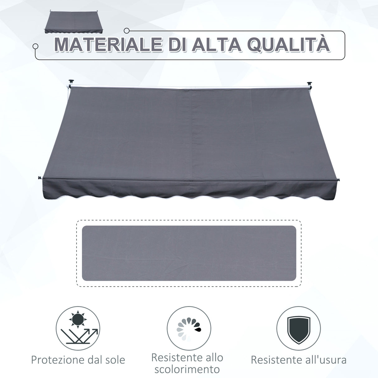 easycomfort easycomfort tenda da sole 3x1 5 m a bracci con manovella struttura telescopica in metallo e parasole in poliestere