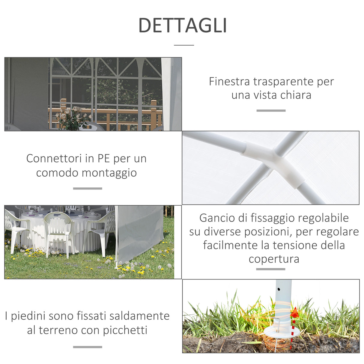 easycomfort easycomfort tendone da giardino pieghevole per feste ed eventi con pannelli rimovibili 5 83x2 95 m bianco