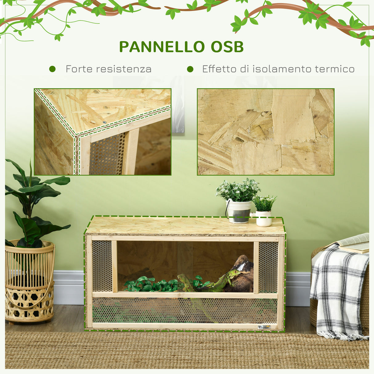 easycomfort easycomfort terrario per rettili in legno con porte in vetro scorrevoli e pannelli in rete 40x80x40 cm