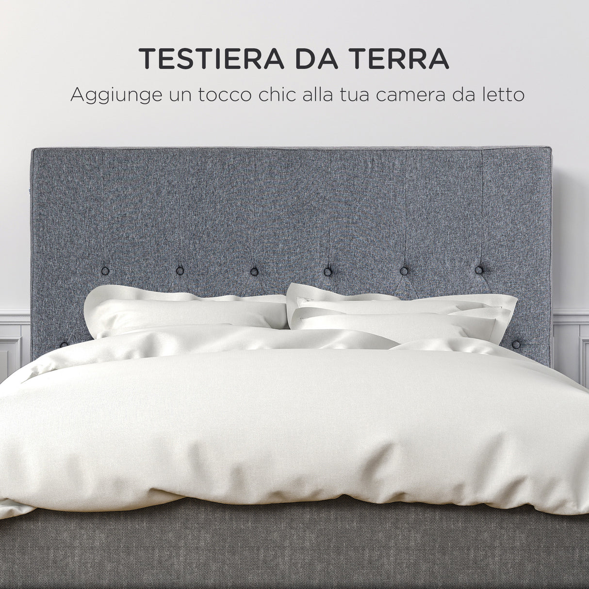 easycomfort easycomfort testiera letto matrimoniale trapuntata a bottoni con 2 ganci in tessuto effetto lino 160x7x120 cm grigia