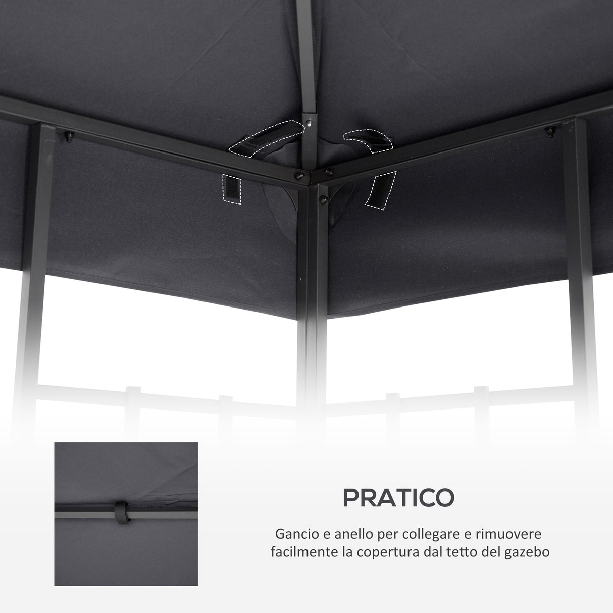 easycomfort easycomfort tetto di ricambio per gazebo 3x3m a 2 livelli e resistente ai raggi uv grigio scuro