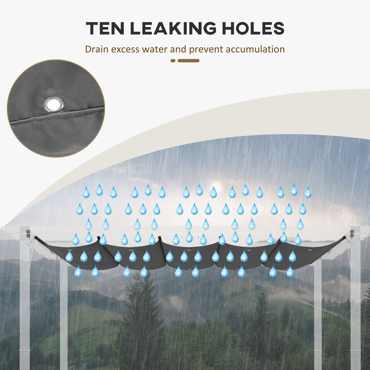 easycomfort easycomfort tettuccio di ricambio per gazebo da giardino 3x3 m con 10 fori copertura in poliestere grigio