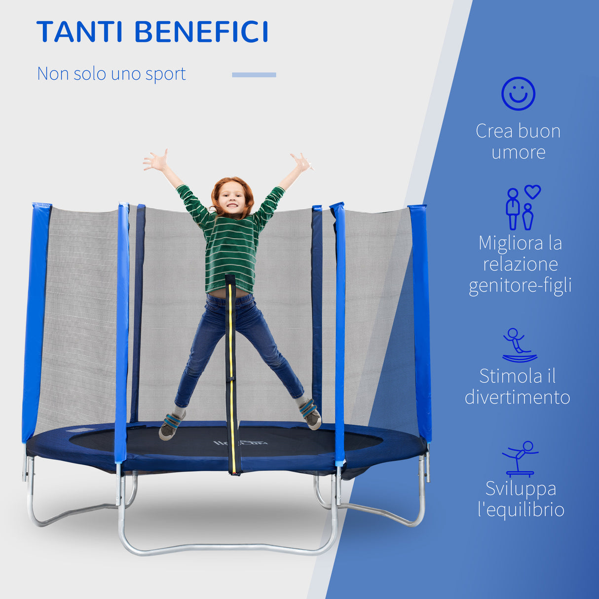 easycomfort easycomfort trampolino elastico esterni con rete di sicurezza e pali imbottiti per adulti e bambini 244x244x205cm