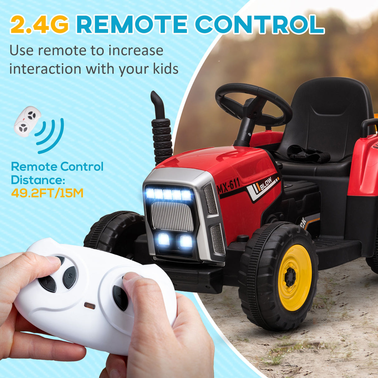 easycomfort easycomfort trattore elettrico per bambini 3 6 anni con rimorchio rimovibile batteria 12v e telecomando rosso