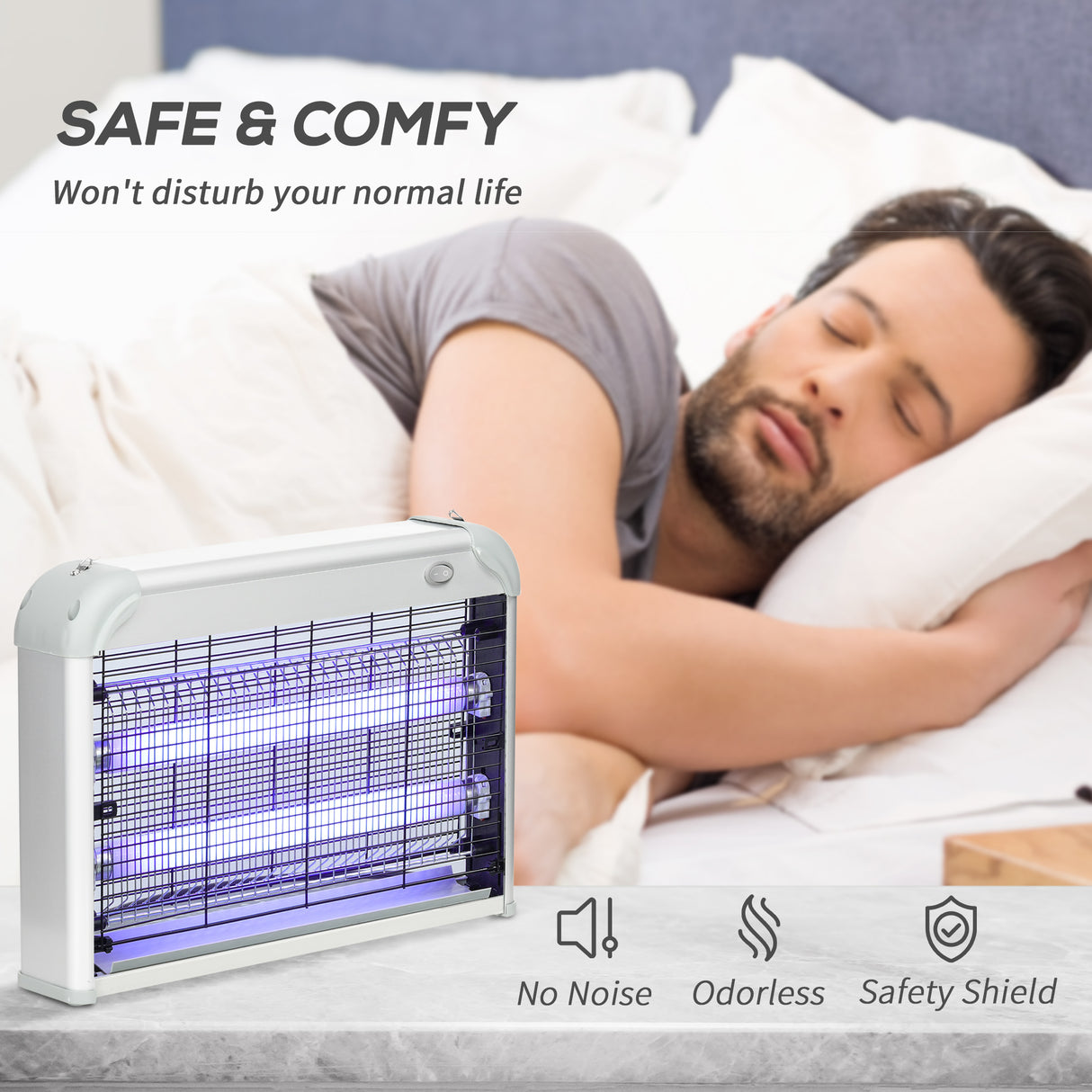 easycomfort easycomfort zapper per insetti e zanzare da 20w a luci led uv con vassoio rimovibile in abs e metallo 39x8x28 cm