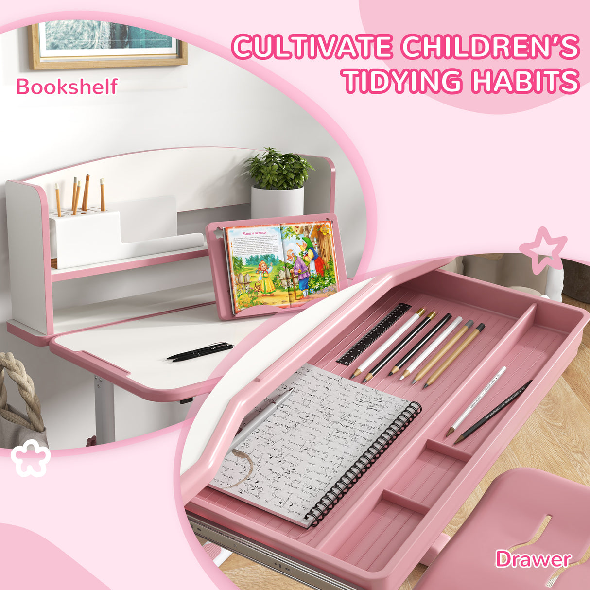 easycomfort easycomfortzonekiz set scrivania per bambini con sedia regolabile in altezza e piano inclinabile eta 6 12 anni rosa