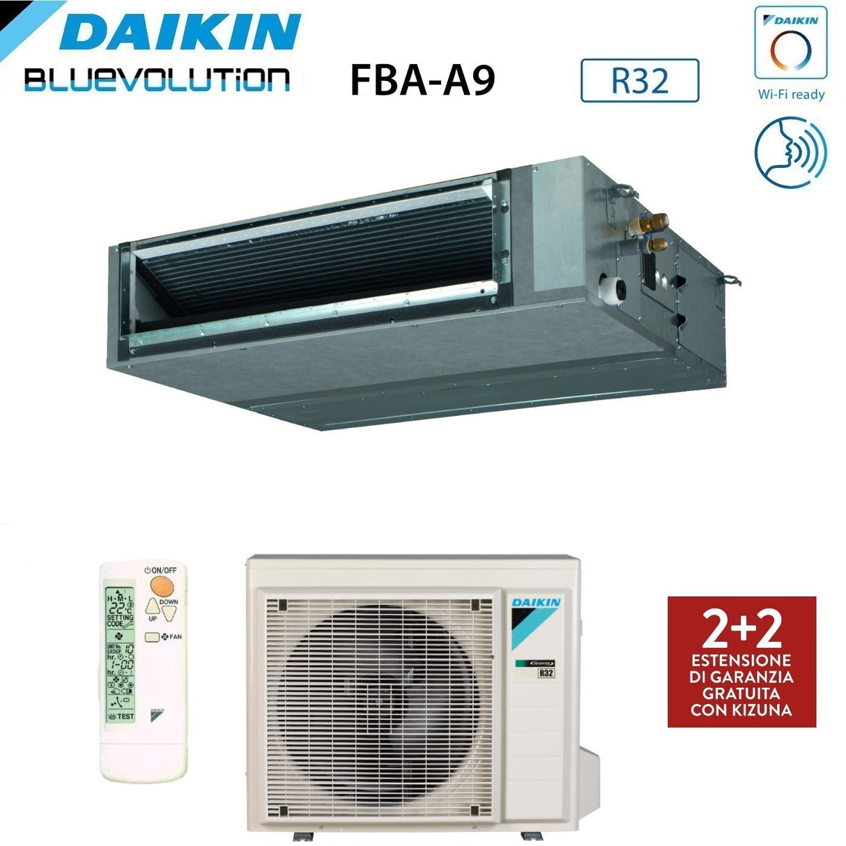 climatizzatore condizionatore daikin bluevolution canalizzato media prevalenza 18000 btu fba50a monofase r 32 wi fi optional garanzia italiana