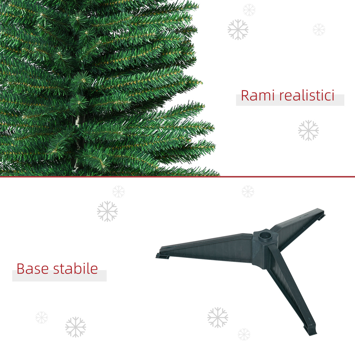 easycomfort easycomfort albero di natale artificiale 150 cm con rami realistici albero di natale alto e stretto con base in plastica verde