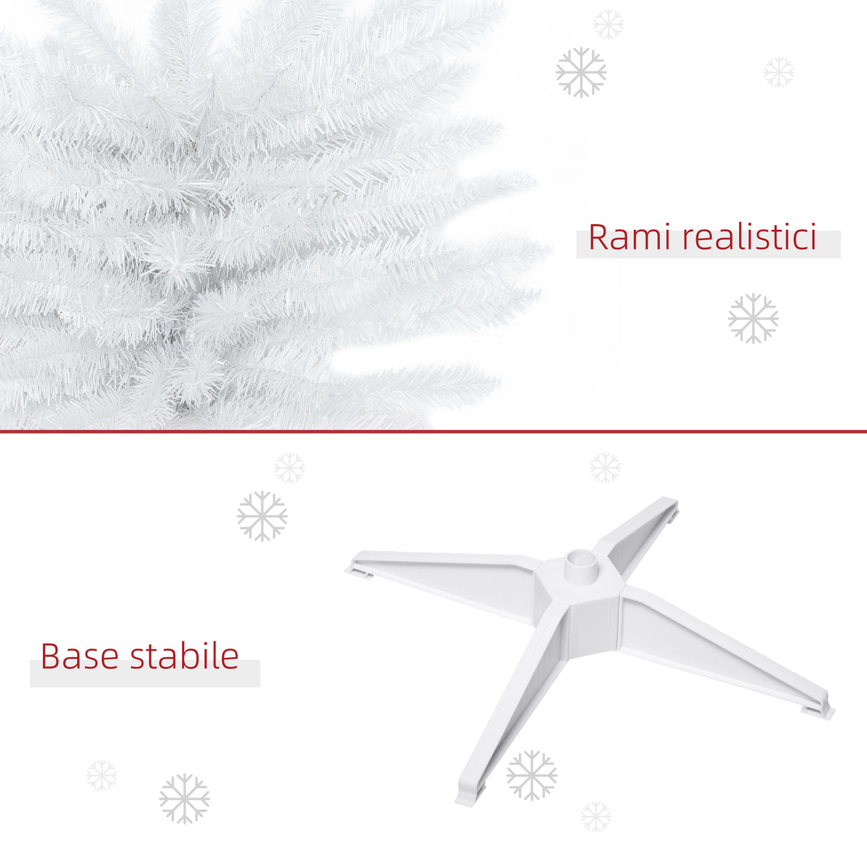 easycomfort easycomfort albero di natale artificiale 180 cm con rami realistici albero di natale alto e stretto con base in plastica bianco