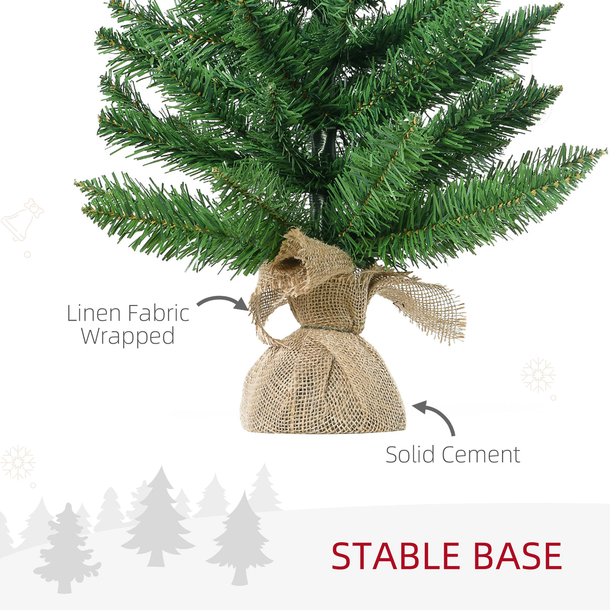 easycomfort easycomfort albero di natale mini 55cm con 50 rami folti e aghi realistici in pvc base in cemento e iuta