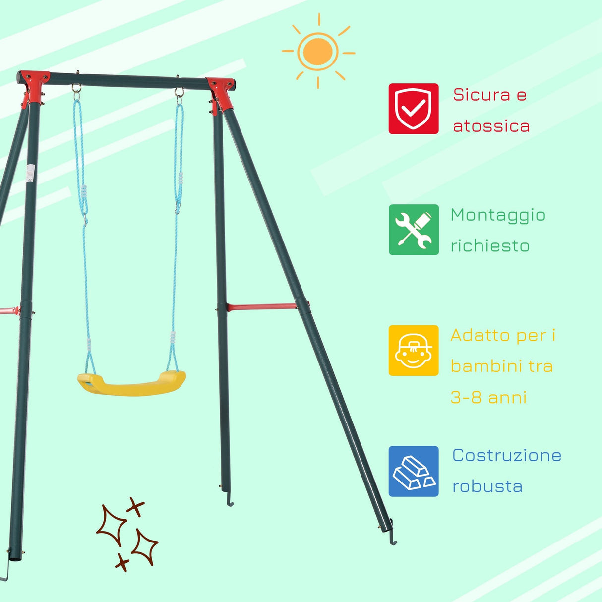 immagine-6-easycomfort-easycomfort-altalena-da-giardino-per-bambini-3-8-anni-con-altezza-regolabile-in-metallo-e-pe-155x160x180cm-multicolore