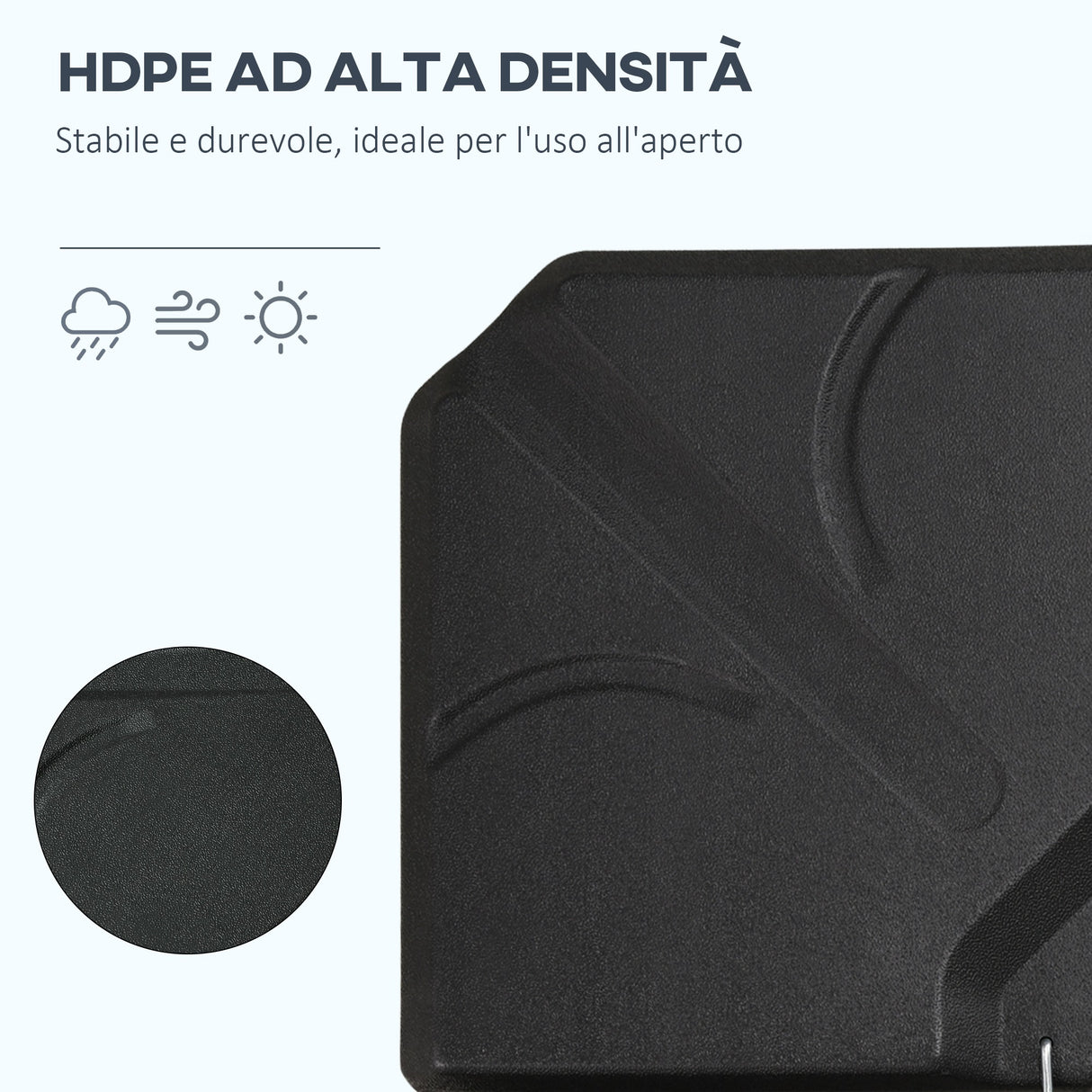 easycomfort easycomfort base per ombrellone in hdpe da 4 pezzi riempibili con acqua e sabbia max 18kg 103x103x8 3 cm nero