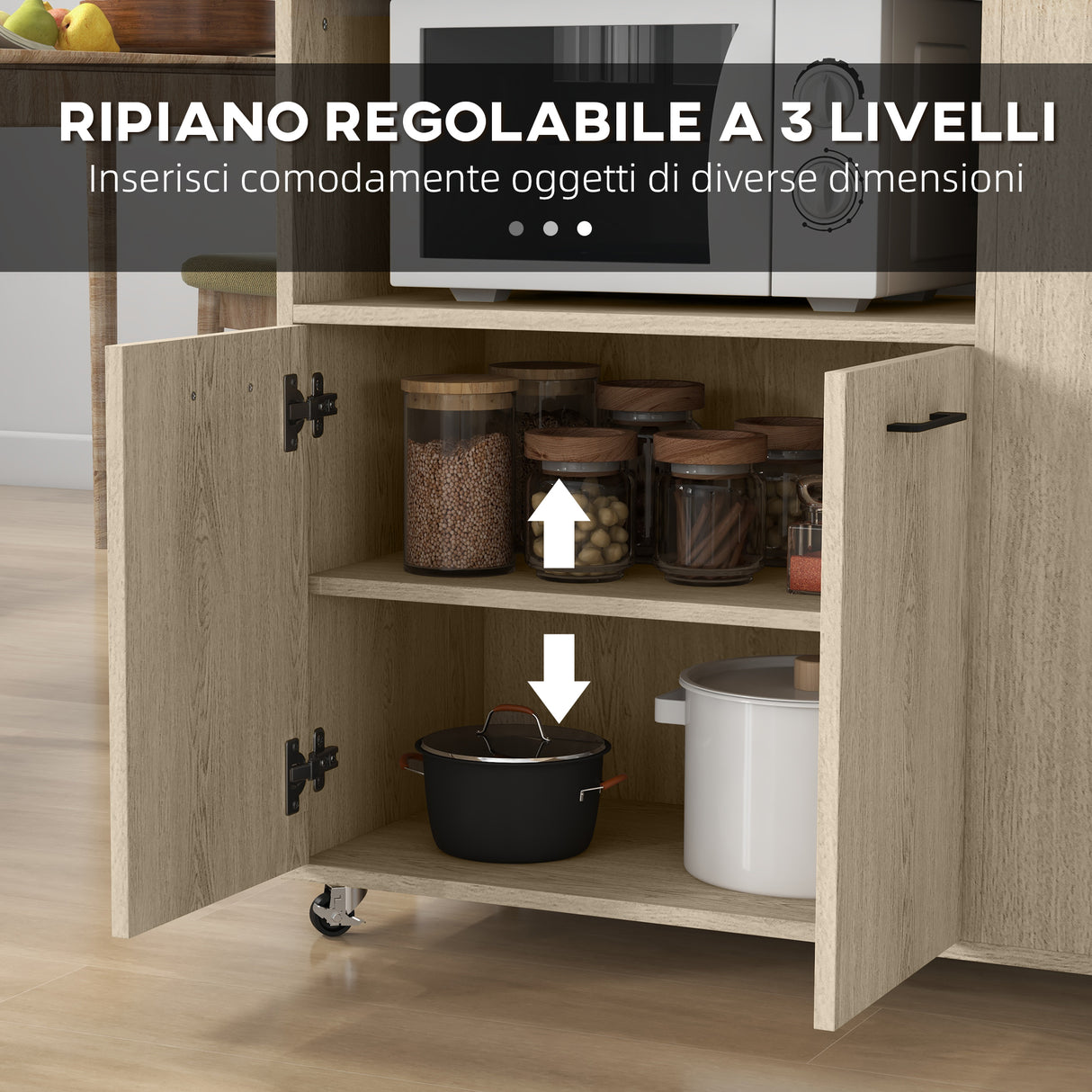 easycomfort easycomfort carrello da cucina in truciolato con ripiano aperto armadietto a 2 ante e scaffale laterale 75x40x80 5 cm
