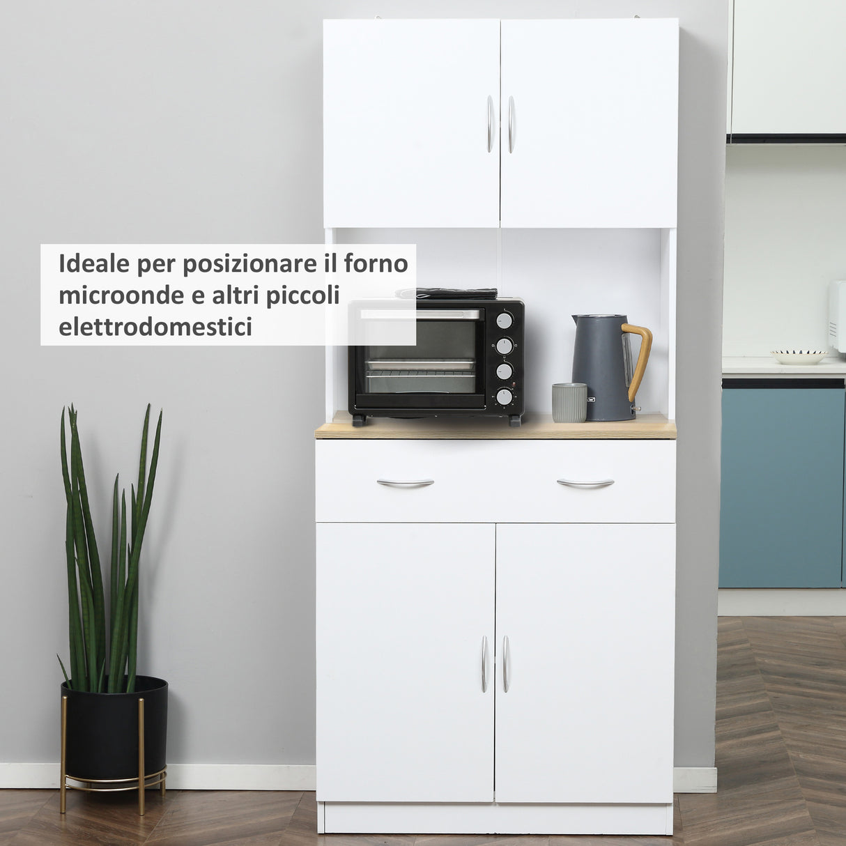 easycomfort easycomfort credenza cucina con armadietti a 2 ante e cassetto in legno 80x40x180cm bianco