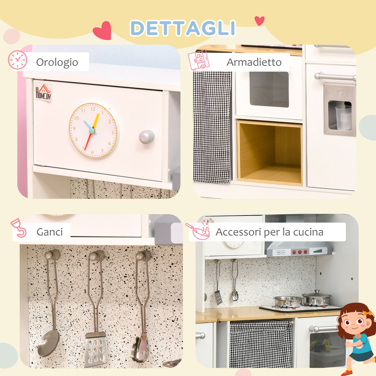 easycomfort easycomfort cucina giocattolo 2 pezzi per bambini 3 6 anni con utensili da cucina luci ed effetti sonori in mdf e pp