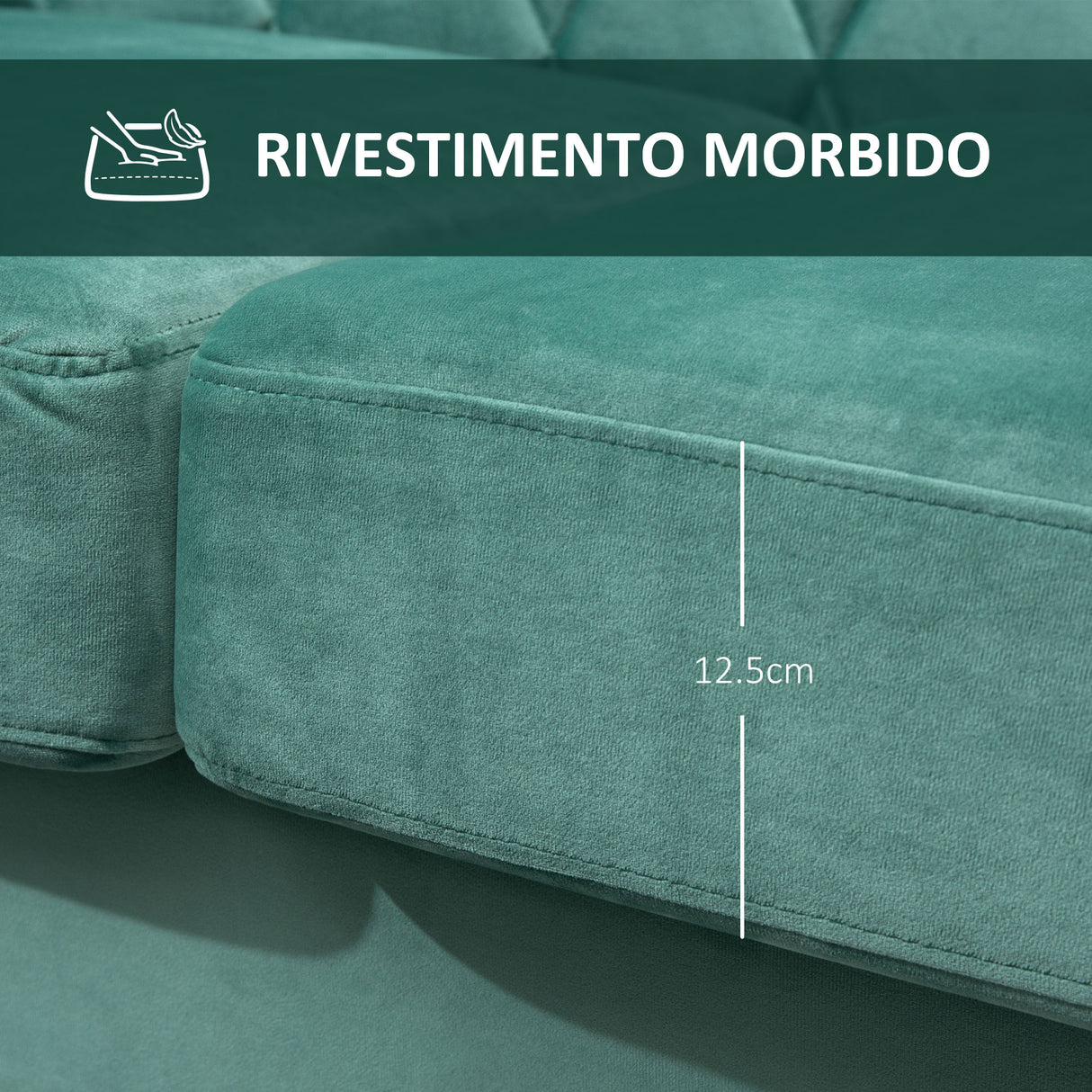 easycomfort easycomfort divano 2 posti in legno e velluto verde spessa imbottitura divano per 2 persone design vintage retro 148 x 72 x 76cm ean 8055776916224