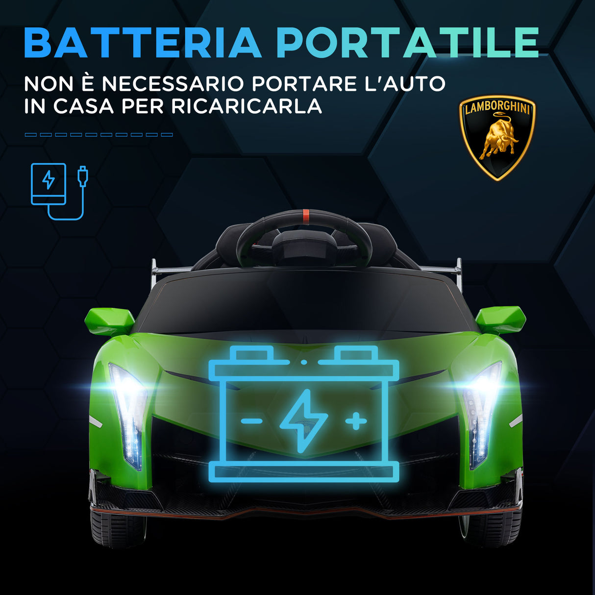 easycomfort easycomfort macchina elettrica per bambini lamborghini veneno 12v con telecomando eta 3 6 anni verde