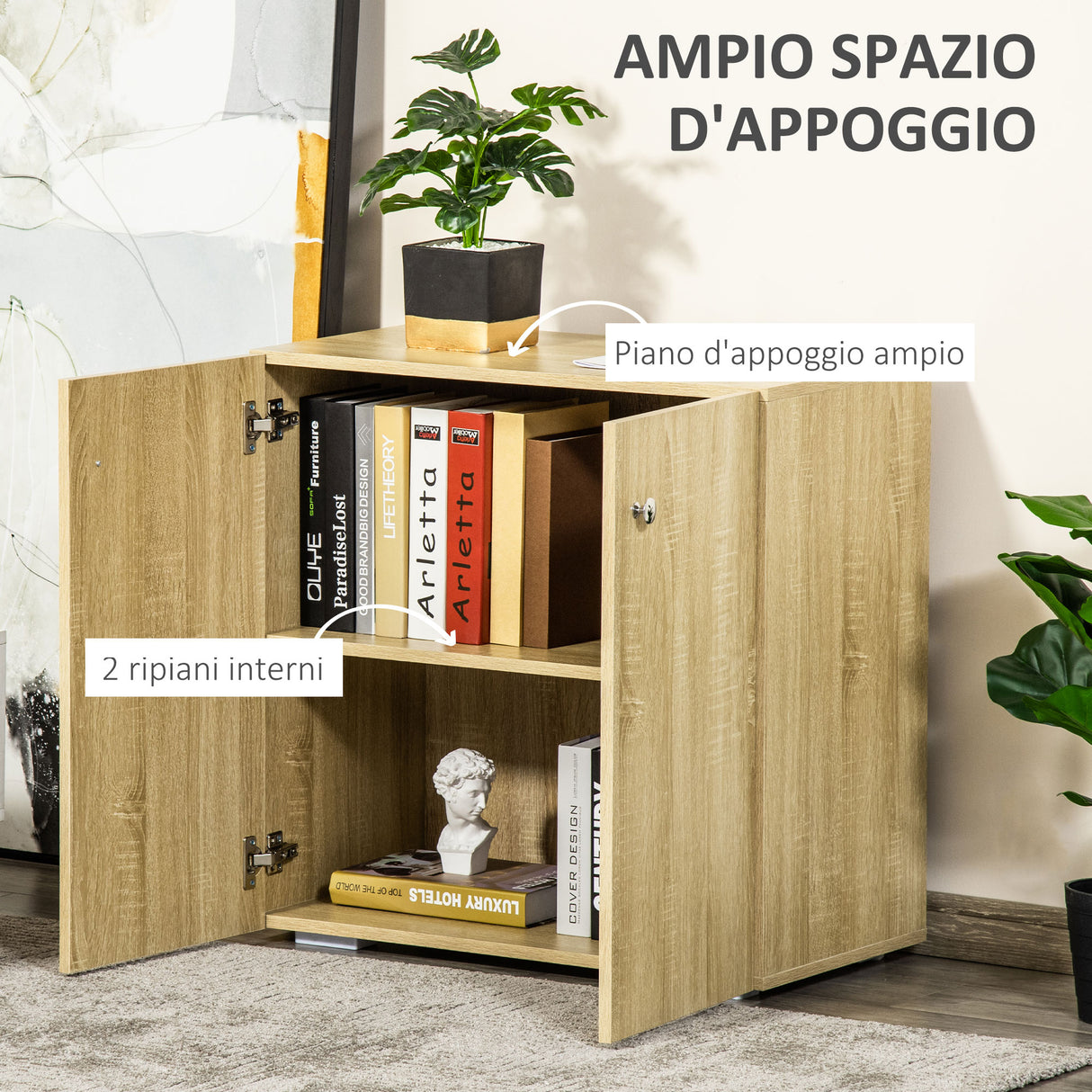 easycomfort easycomfort mobiletto multiuso a 2 ante mobiletto soggiorno o ufficio in legno con maniglie in alluminio 70x39x70cm