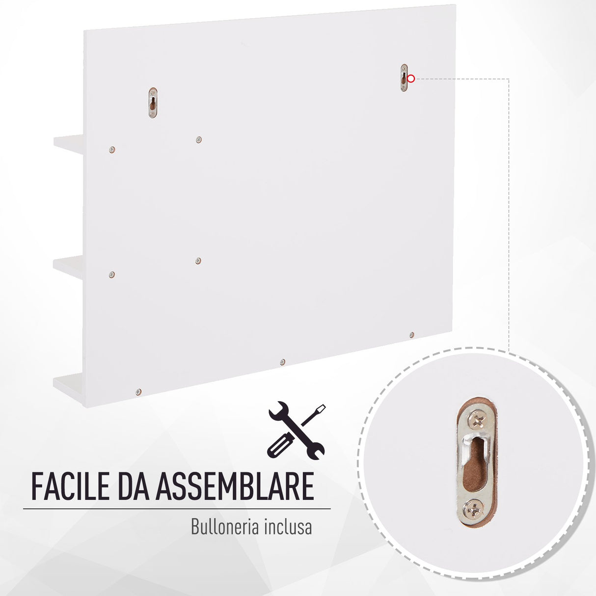 easycomfort easycomfort mobiletto pensile bagno 60 x 10 x 48cm con specchio e 3 ripiani armadietto a parete in mdf bianco ean 8054111841351