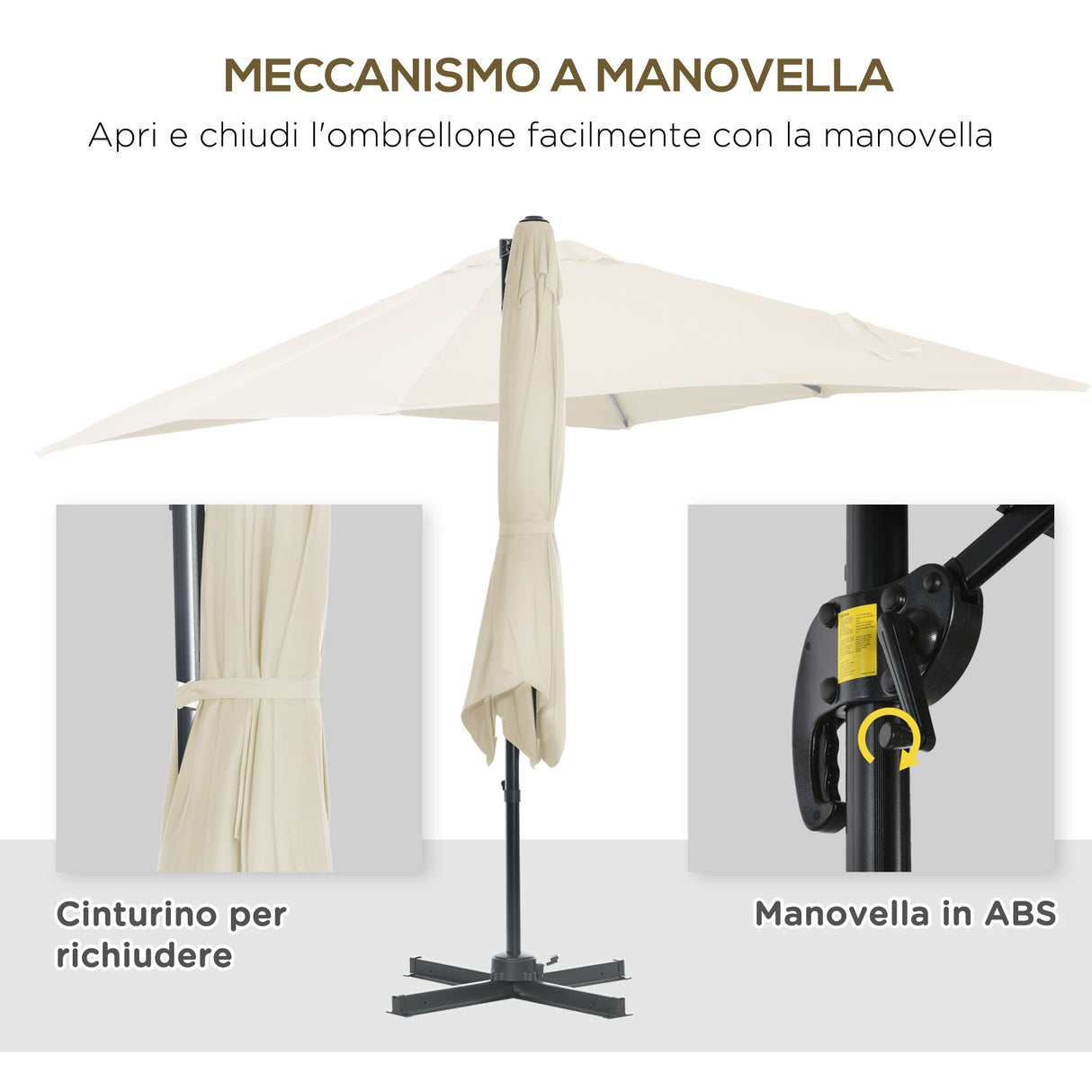 easycomfort easycomfort ombrellone da giardino con angolazione regolabile su 5 livelli e a 360 2 5x2 5 m color crema