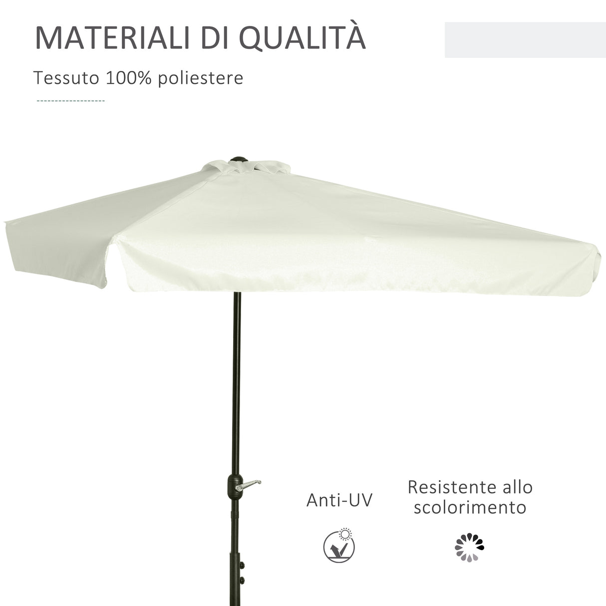 easycomfort easycomfort ombrellone semicircolare per parete da terrazza e giardino con manovella 2 5x2 3m crema