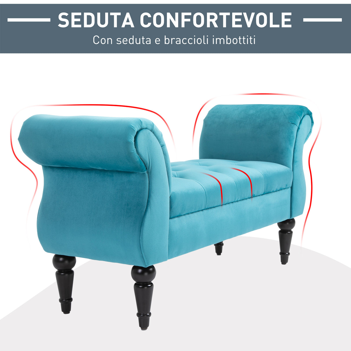 easycomfort easycomfort panca fondoletto in stile vintage struttura in legno e seduta imbottita stile chesterfield azzurra 117 x 40 x 58cm ean 8055776914985