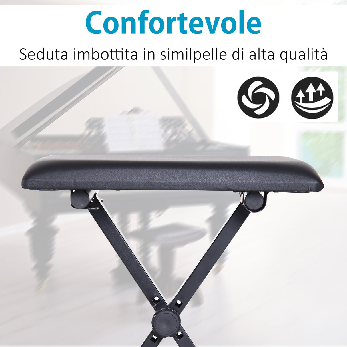 easycomfort easycomfort panca per pianoforte imbottita altezza regolabile pieghevole antiscivolo nero 39x29x47cm ean 8054111840583