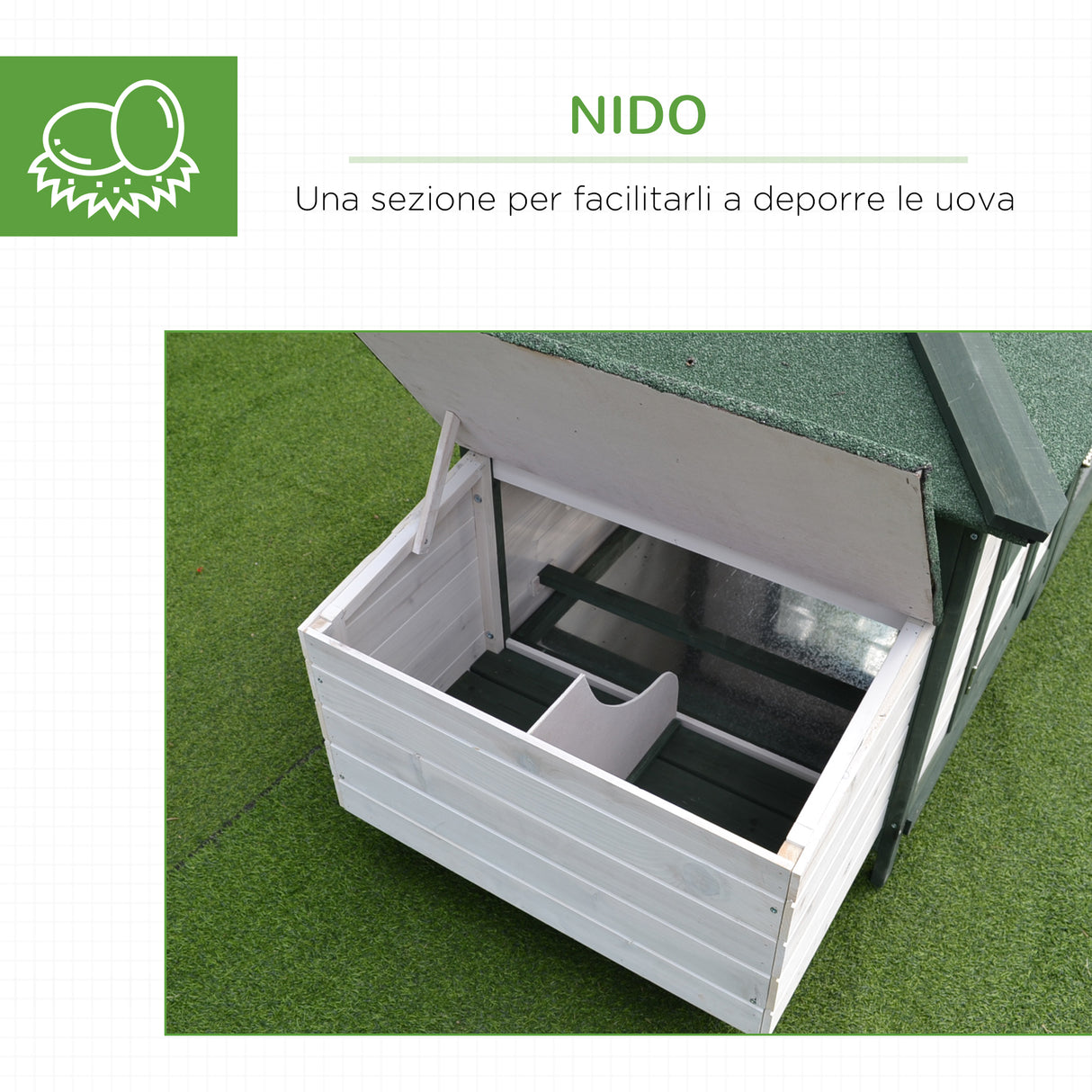 easycomfort easycomfort pollaio da giardino prefabbricato in legno 196x76x97cm bianco e verde