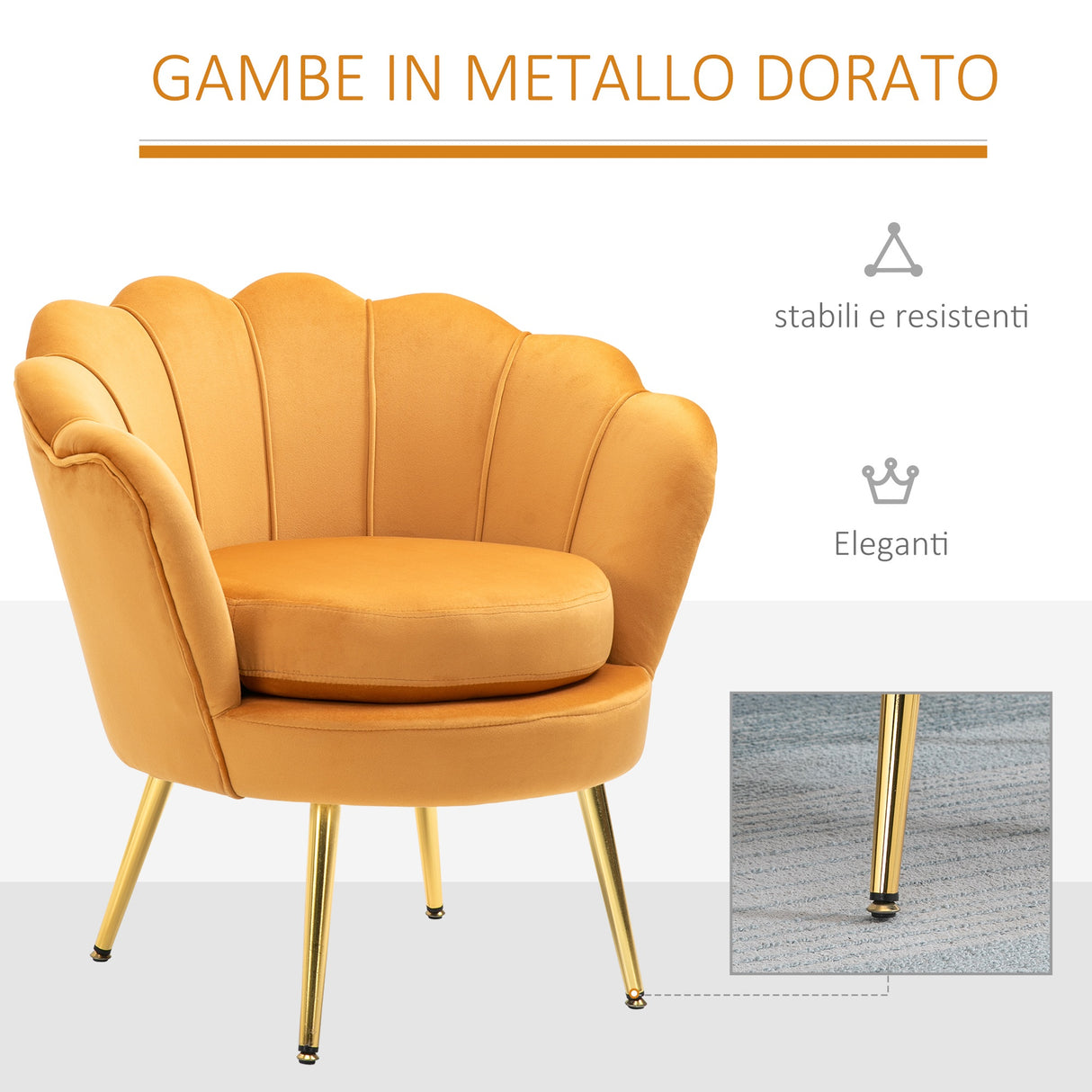 easycomfort easycomfort poltrona a conchiglia poltroncina vintage poltroncina da camera e salotto design elegante con schienale alto 76x67x74cm giallo ean 8055776910246