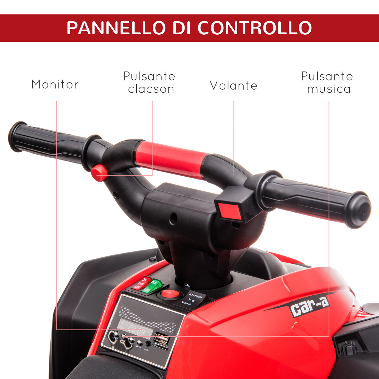 easycomfort easycomfort quad elettrico per bambini 12v 2 velocita ruote larghe con sospensioni e fari led eta 3 5 anni rosso