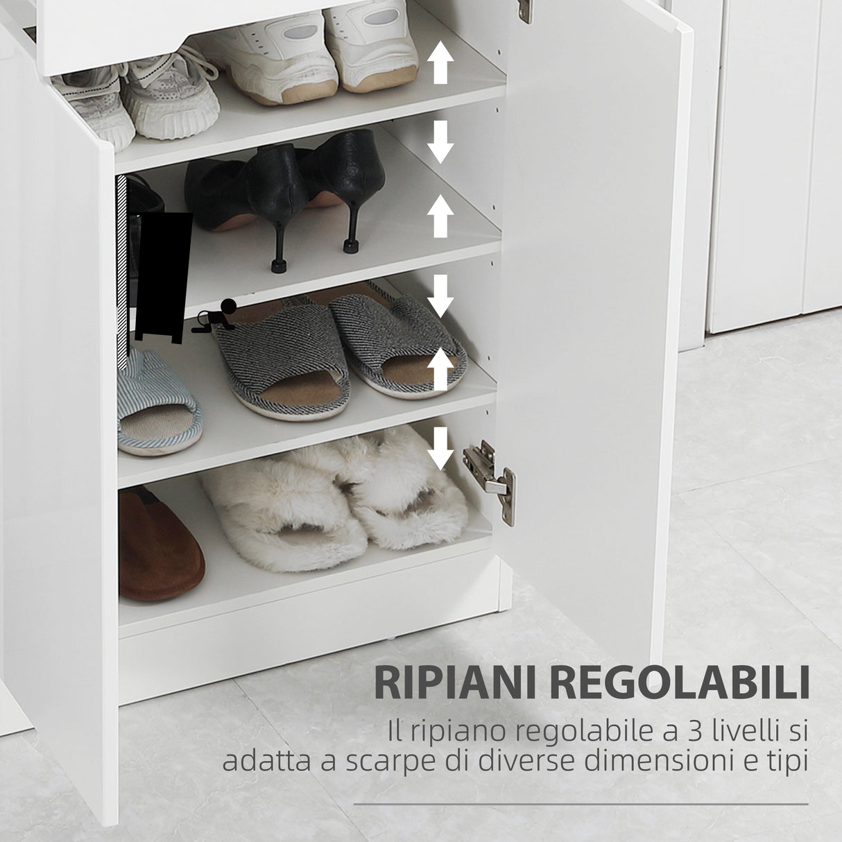 easycomfort easycomfort scarpiera slim da 12 paia max per ingressi con 3 ripiani regolabili e cassetto in truciolato bianco 60x32x100 cm