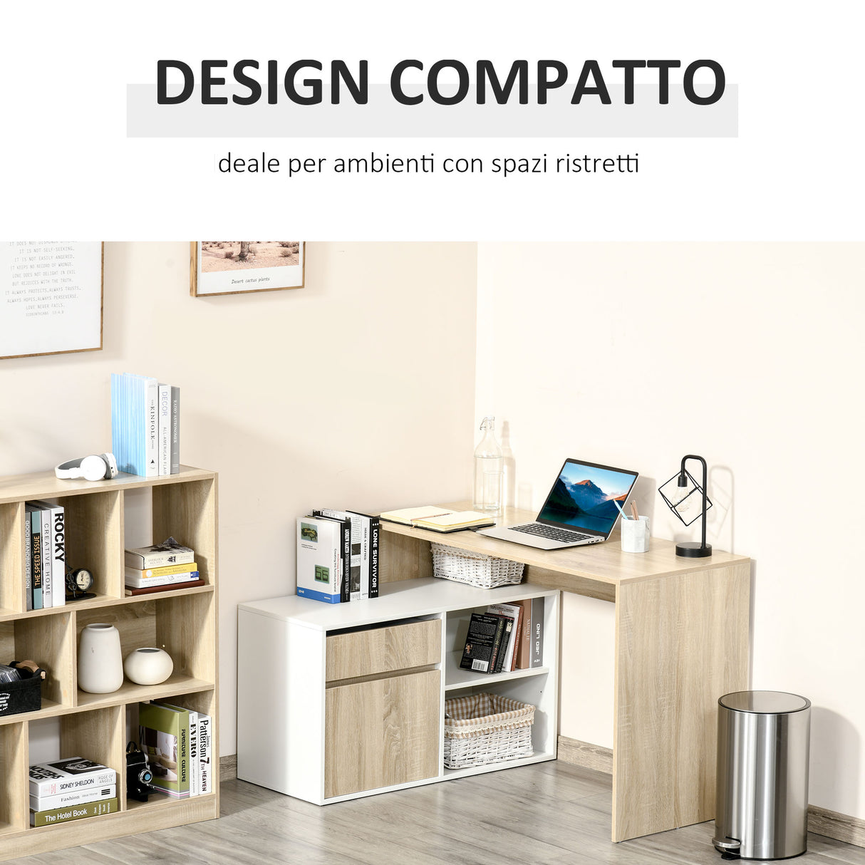 easycomfort easycomfort scrivania angolare scrivania ad angolo per computer da camera o ufficio scrivania salvaspazio in legno rovere e bianco