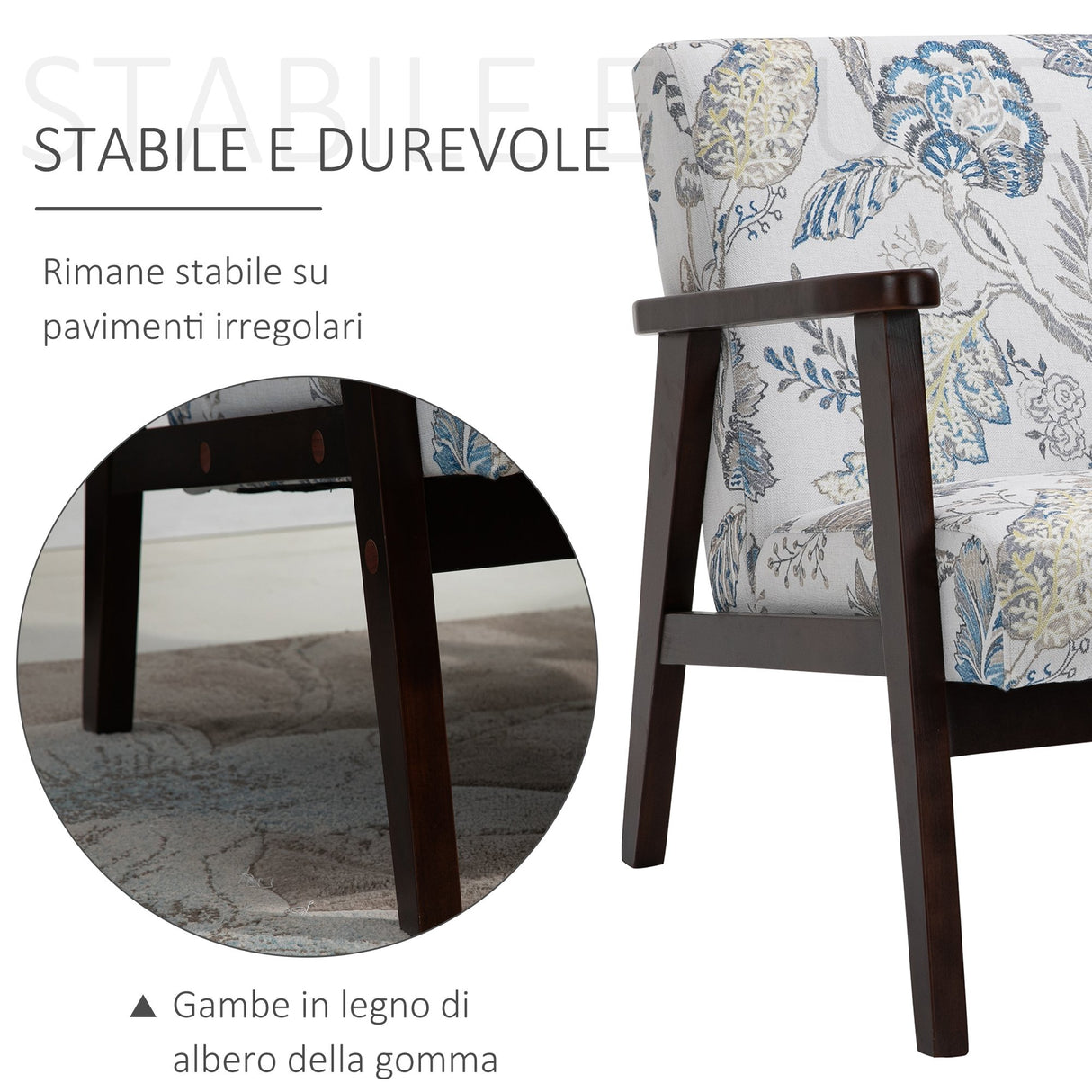 easycomfort easycomfort sedia per soggiorno poltroncina imbottita con braccioli in legno e tessuto traspirante per casa e ufficio a fiori 68 5x78 5x75cm ean 8054144139586