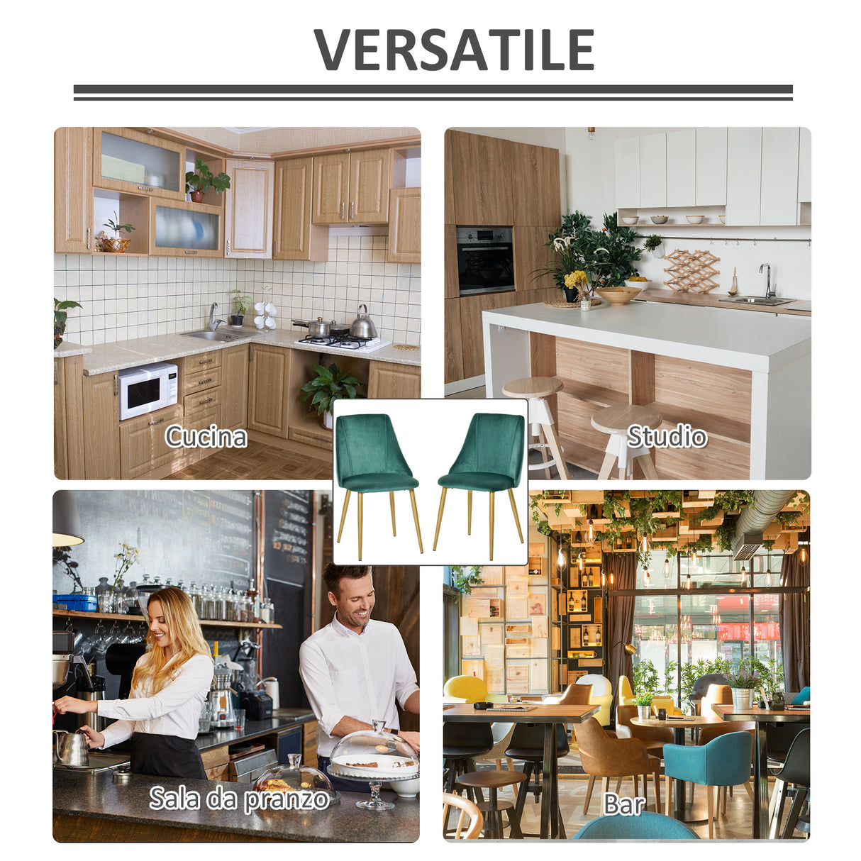 easycomfort easycomfort set 2 sedie da pranzo imbottite moderne con rivestimento e schienale gambe in ferro da cucina salotto o soggiorno in stile moderno verde e nero 50x56 5x85cm