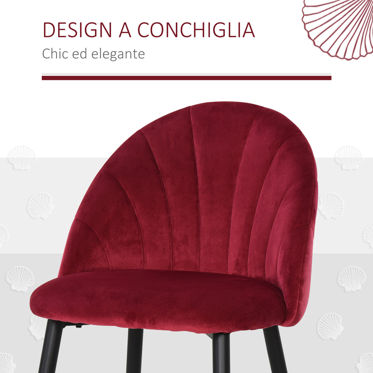 easycomfort easycomfort set 2 sedie sala da pranzo imbottite con design nordico ed ergonomico sedie da cucina e soggiorno in metallo e velluto rosso scuro 52x54x79 cm ean 8055776911472