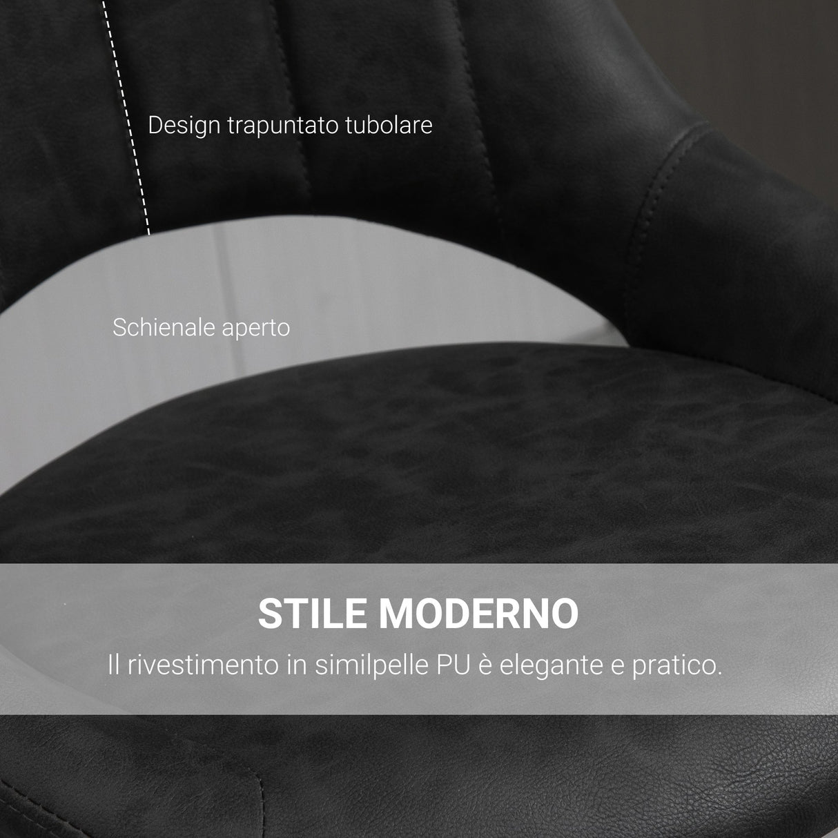 easycomfort easycomfort set 2 sgabelli da bar girevoli con schienale e poggiapiedi sgabelli alti moderni con altezza regolabile base in metallo seduta finta pelle grigia 44x49x90 110cm