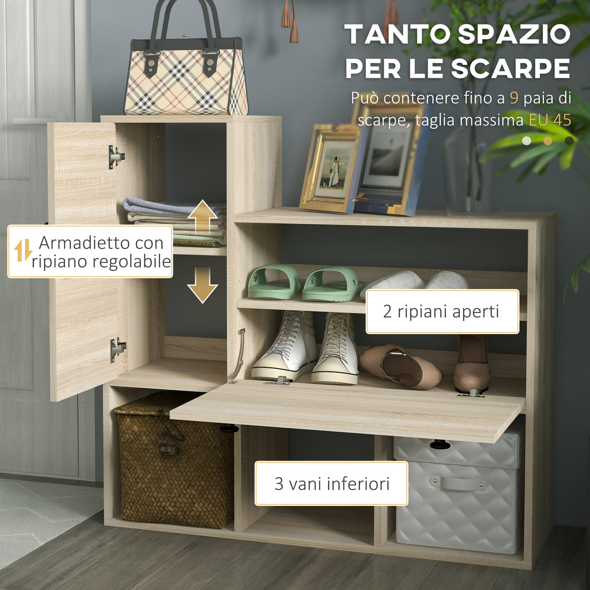 easycomfort easycomfort set da ingresso con attaccapanni a muro 4 ganci scarpiera per 9 scarpe armadietto e specchio