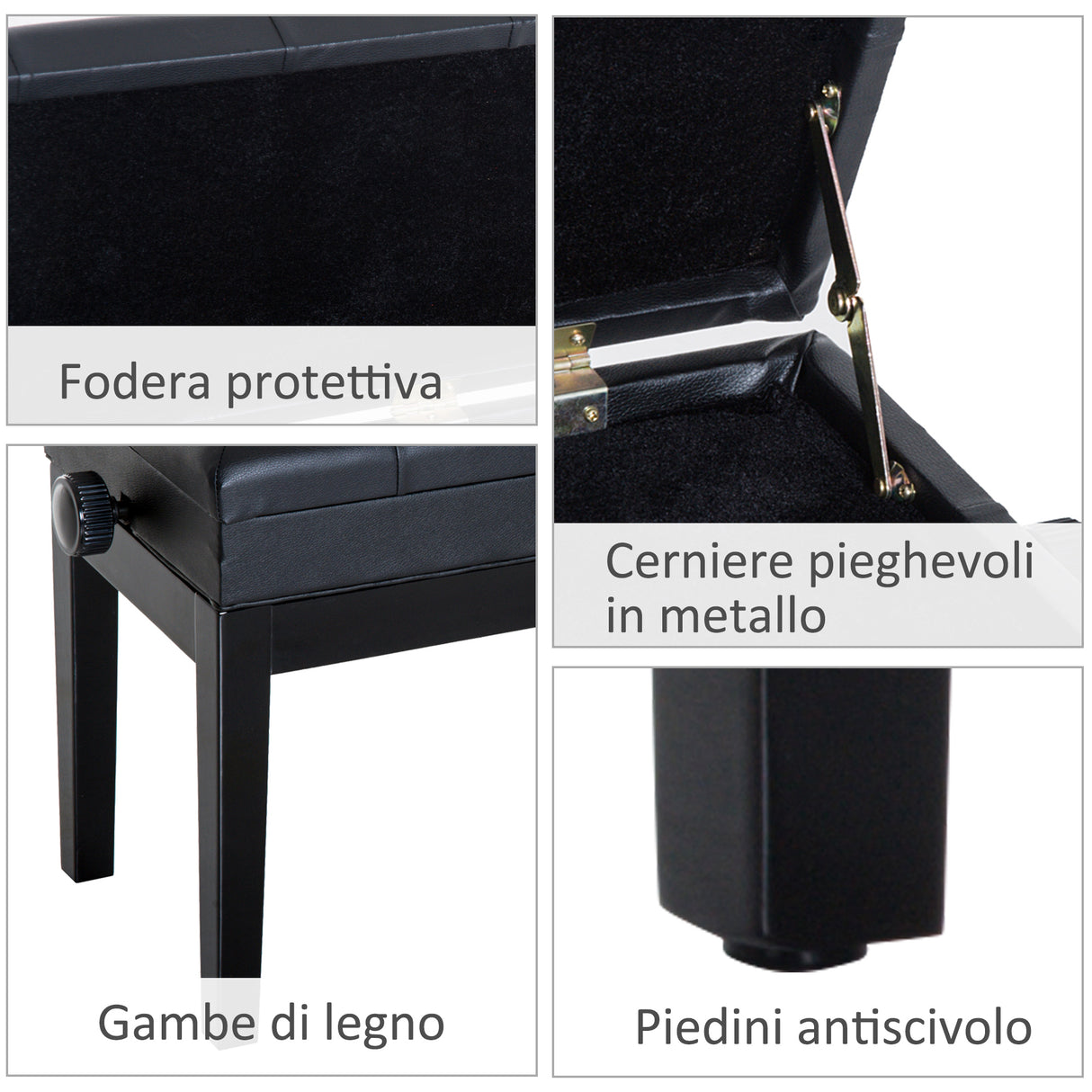 easycomfort easycomfort sgabello per pianoforte con vano contenitore e altezza regolabile nero ean 8055776913476