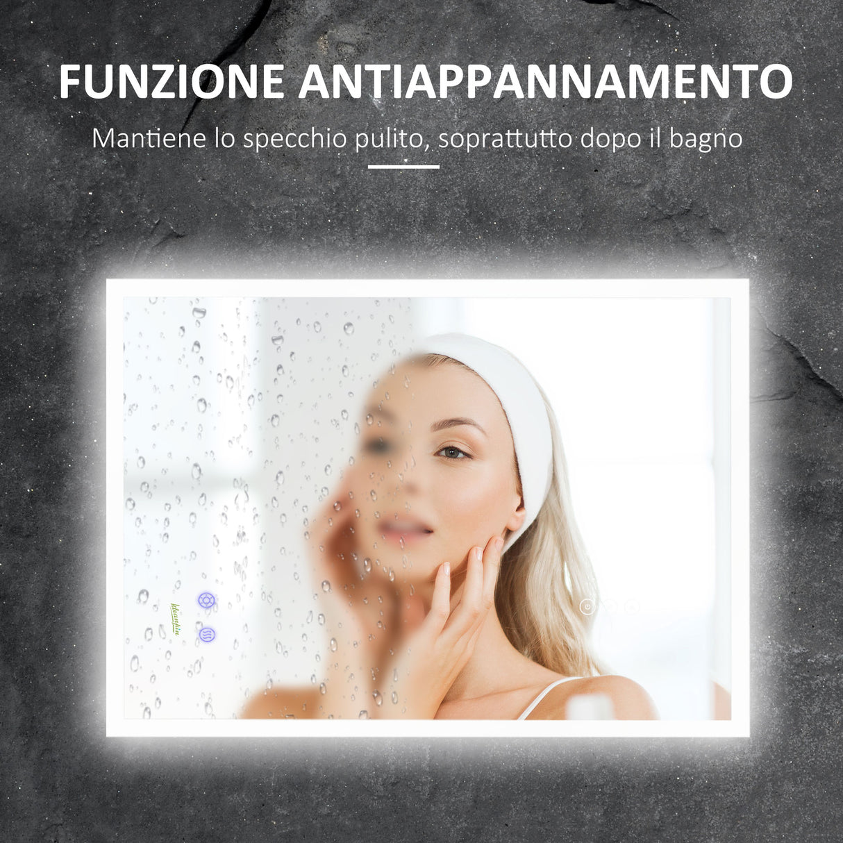 easycomfort easycomfort specchio bagno con luce led funzione anti appannamento e tasti touch 70x50cm argento