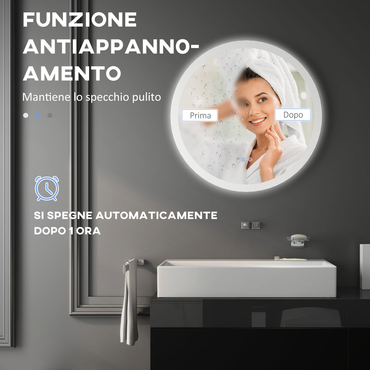 easycomfort easycomfort specchio bagno led antiappannamento con 3 colori e luminosita regolabile in metallo e vetro 70x3 cm