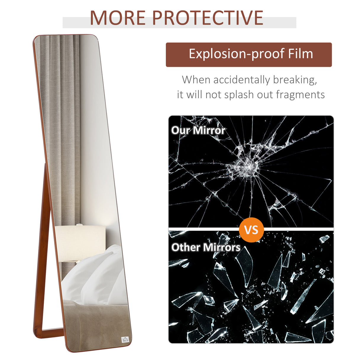 easycomfort easycomfort specchio da terra e da parete con struttura in legno supporto pieghevole con cerniera 37x43x156cm noce chiaro