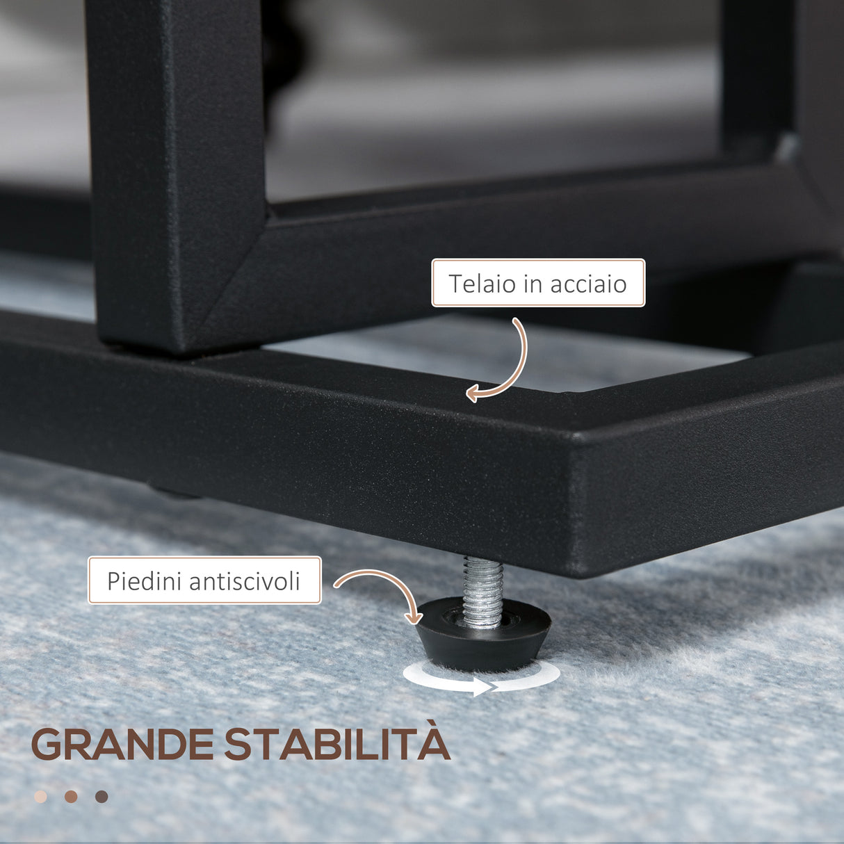 easycomfort easycomfort tavolino da salotto in truciolato e acciaio con borsa portaoggetti in tessuto oxford 49x19x55 cm marrone e nero