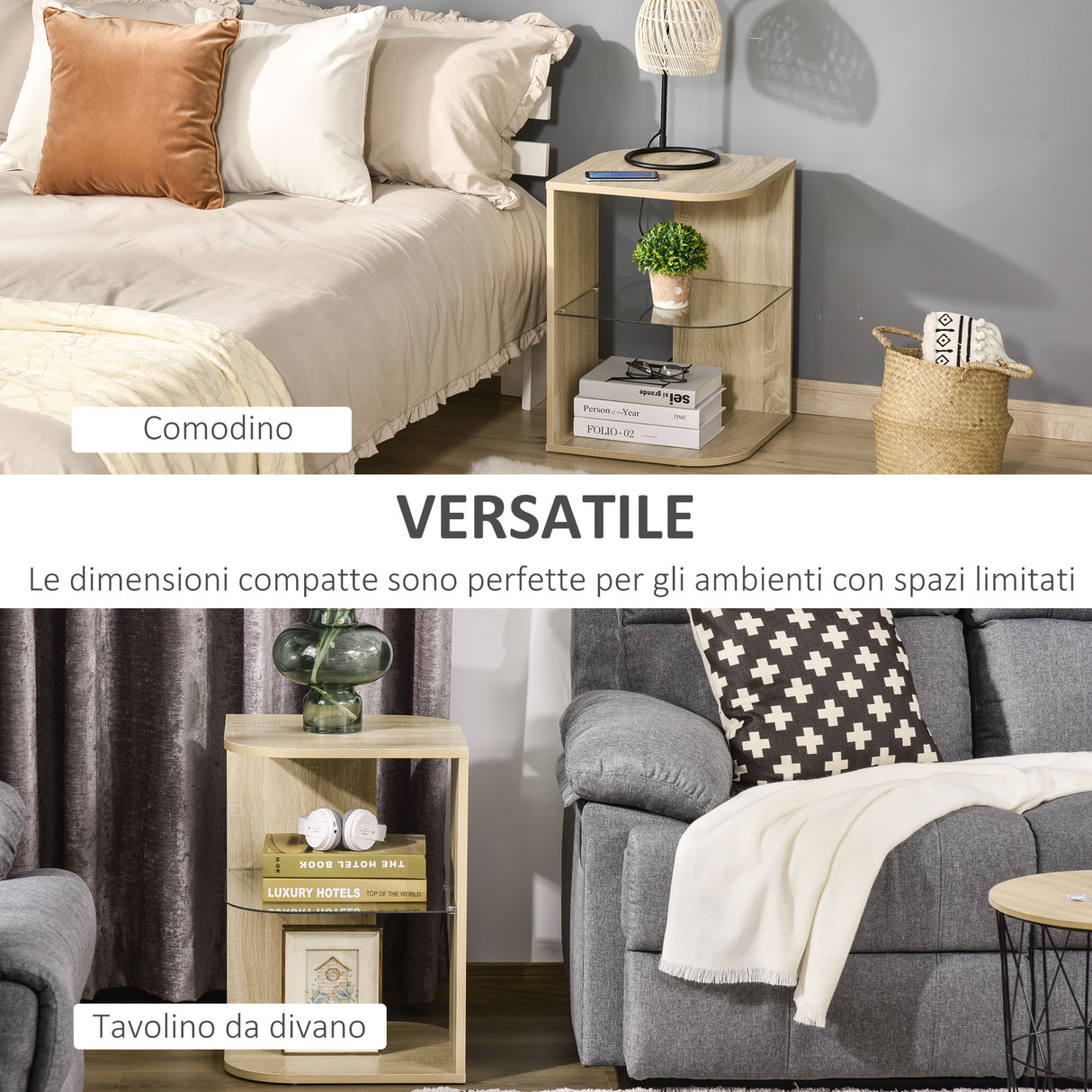 easycomfort easycomfort tavolino da salotto moderno e multiuso in legno e vetro per soggiorno o camera 40x40x56cm