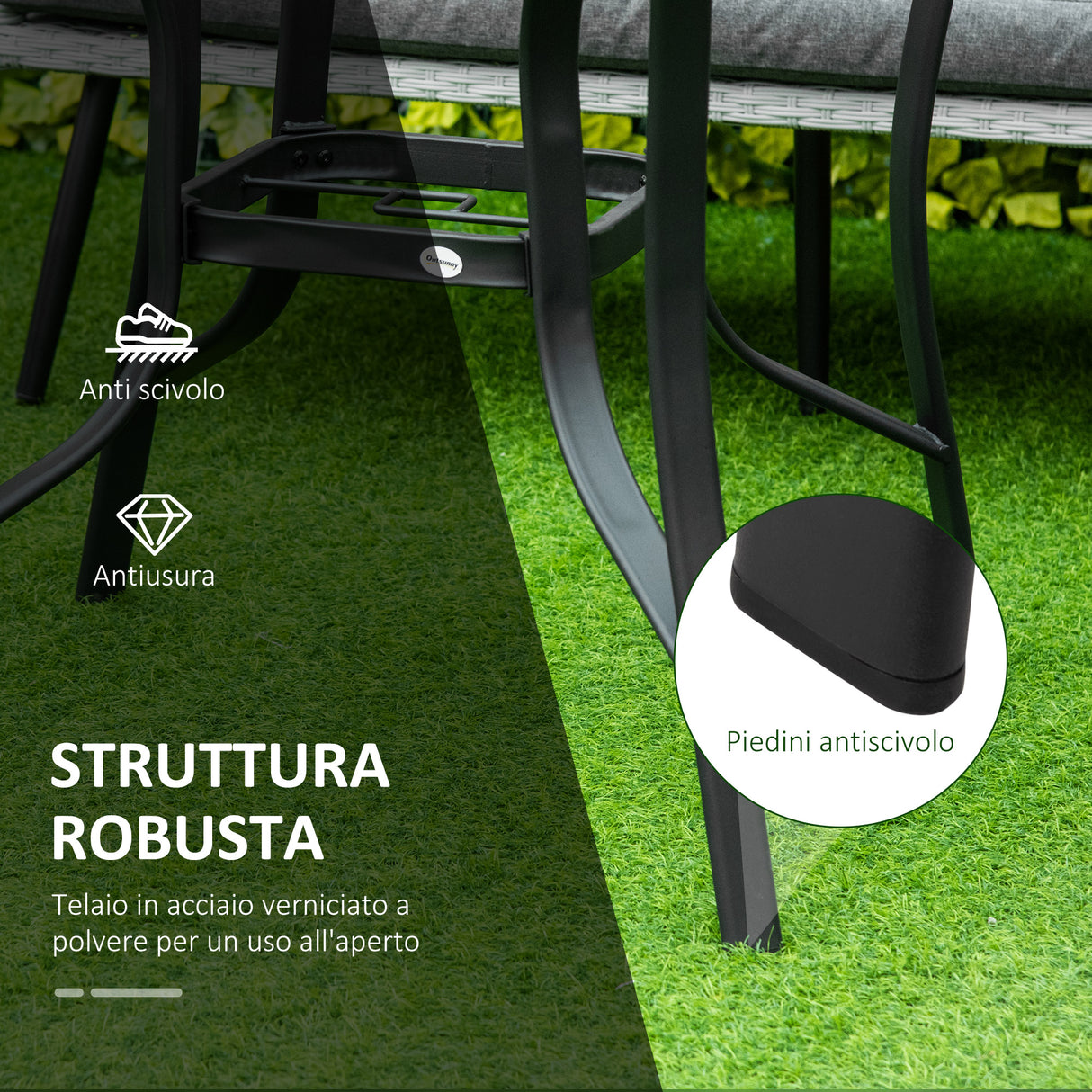 easycomfort easycomfort tavolo da giardino rotondo con foro per ombrellone in acciaio e vetro 106 5x71cm nero