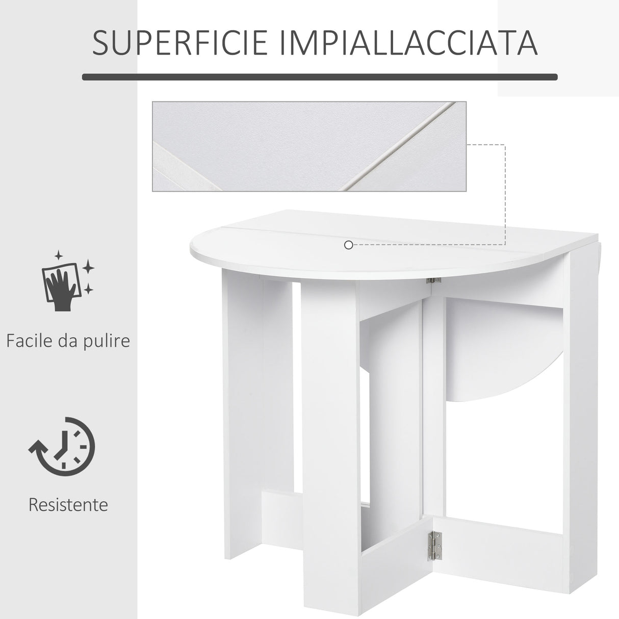 easycomfort easycomfort tavolo pieghevole da pranzo a 2 ribalte tavolo da pranzo allungabile in legno salvaspazio per cucina e soggiorno 104x76x73 7 cm bianco ean 8054111848039