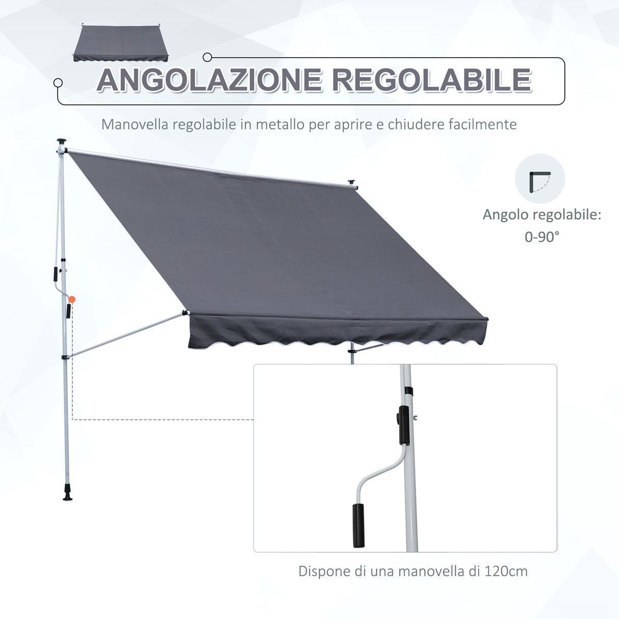easycomfort easycomfort tenda da sole 3x1 5 m a bracci con manovella struttura telescopica in metallo e parasole in poliestere