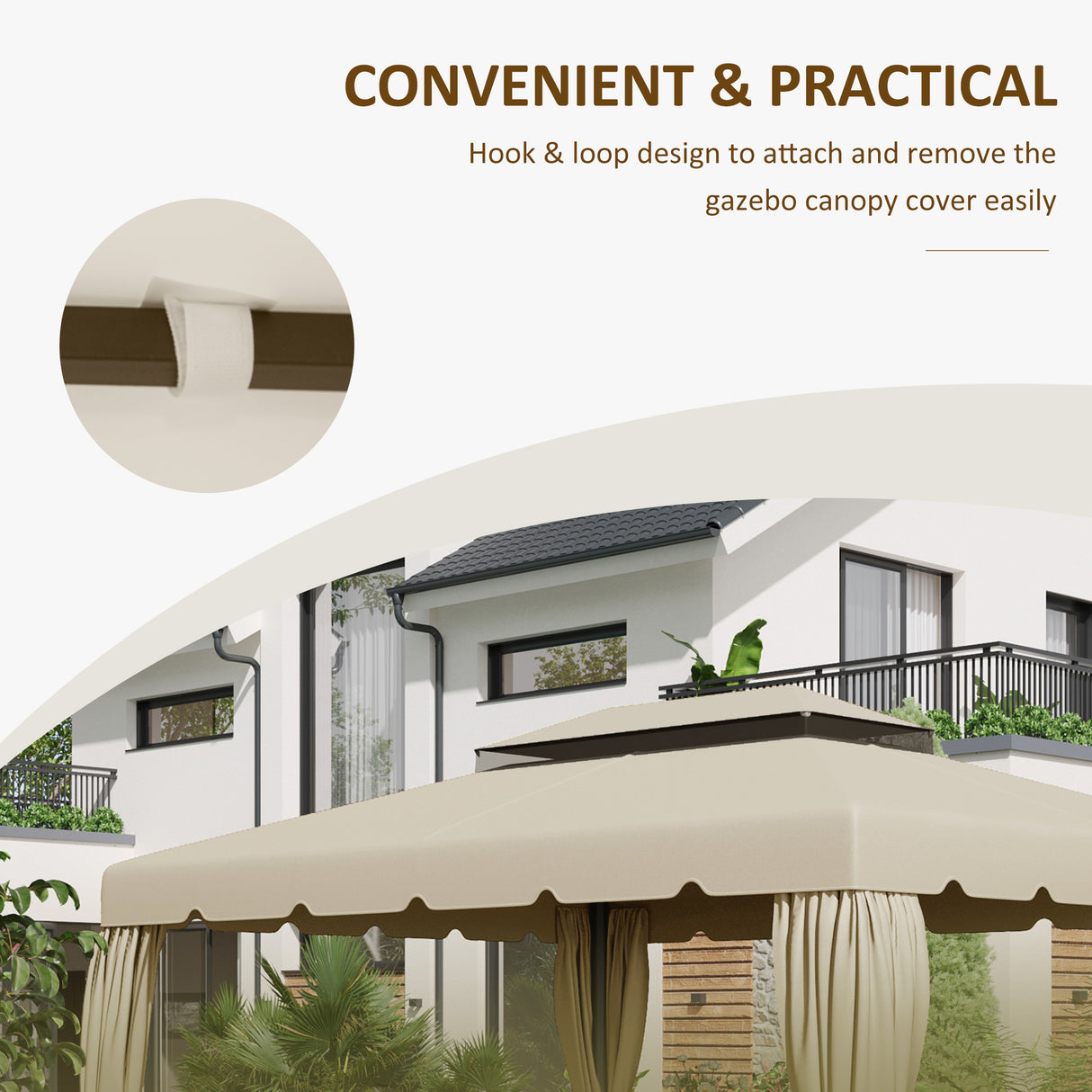 easycomfort easycomfort tettuccio di ricambio per gazebo da giardino 3x4m con tetto a 2 livelli in poliestere beige